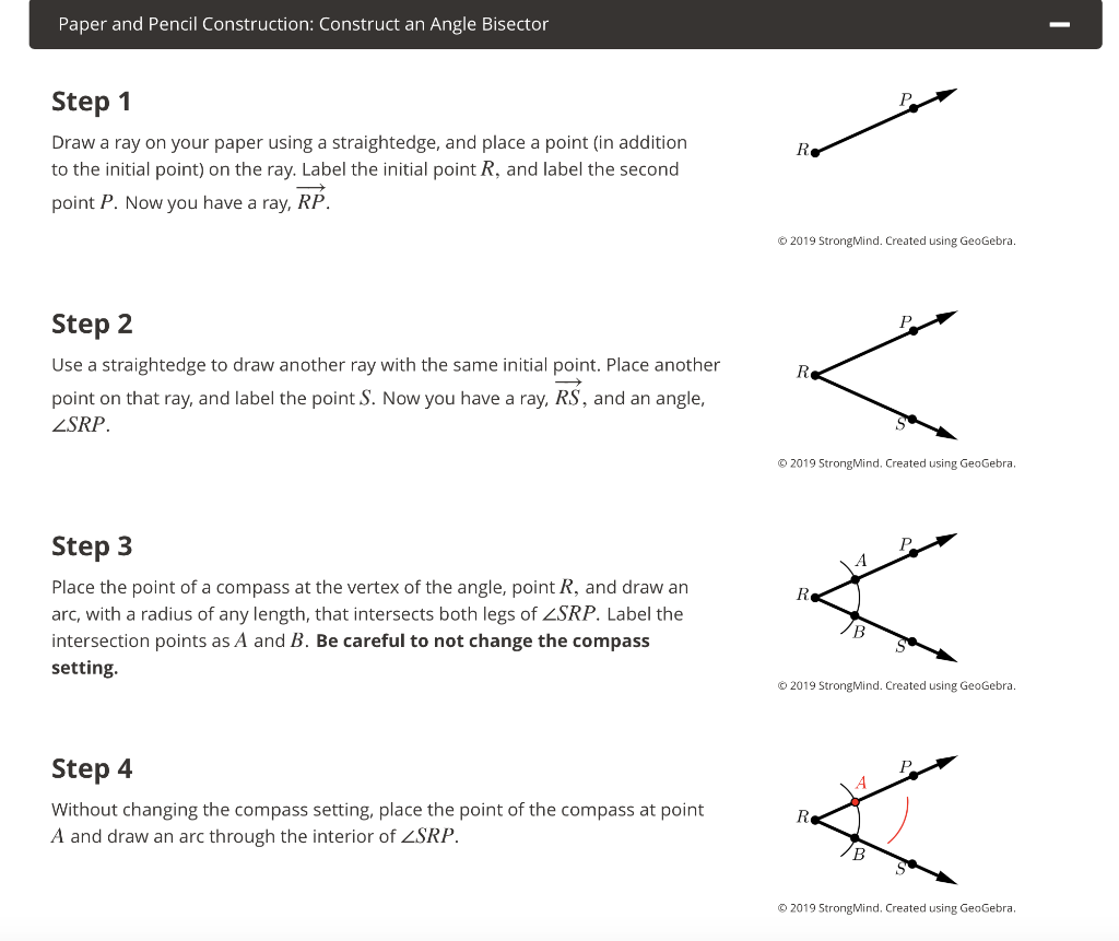 Solved Paper and Pencil Construction: Construct an Angle