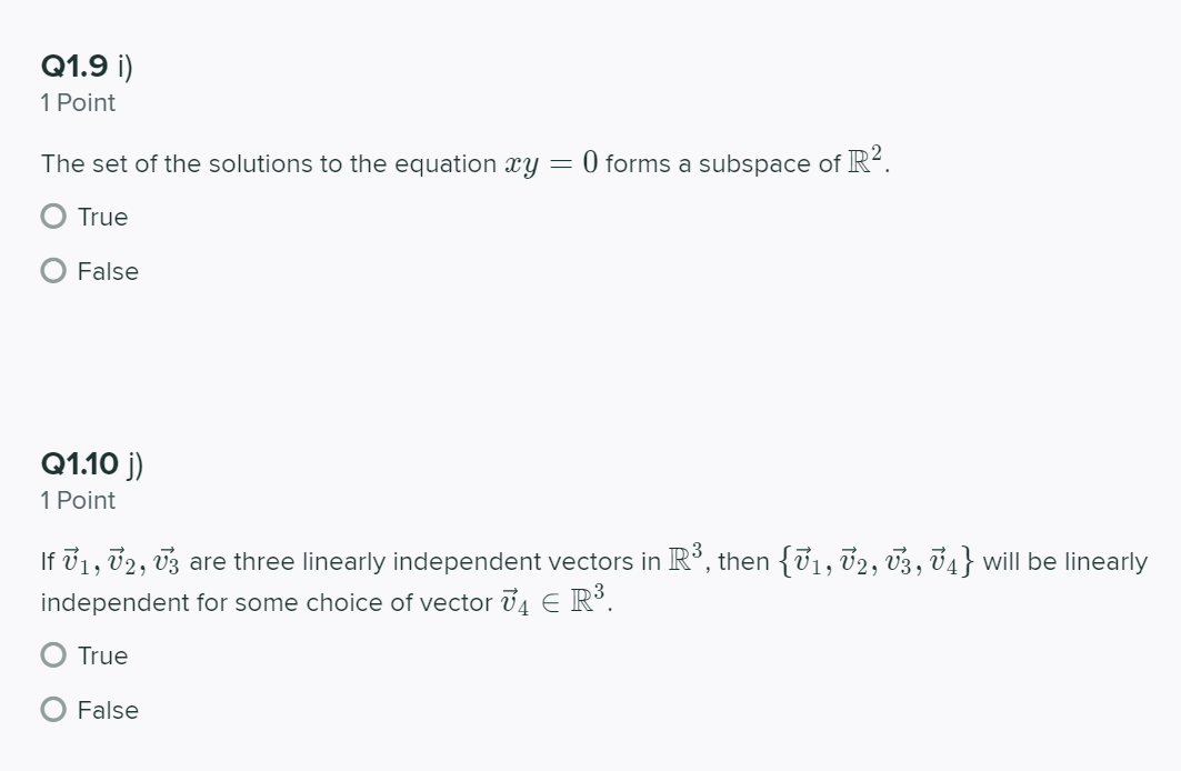Solved Q1 10 Points Click True if the statement is always | Chegg.com