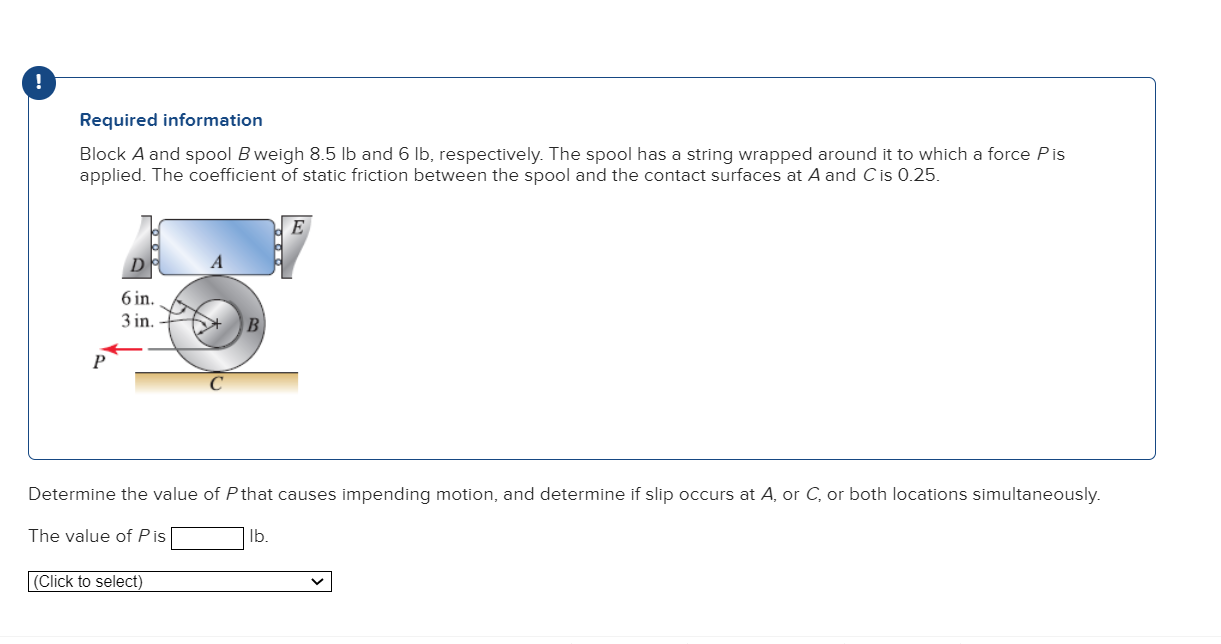 Solved Required Information Block A And Spool B Weigh 8.5 Lb | Chegg.com
