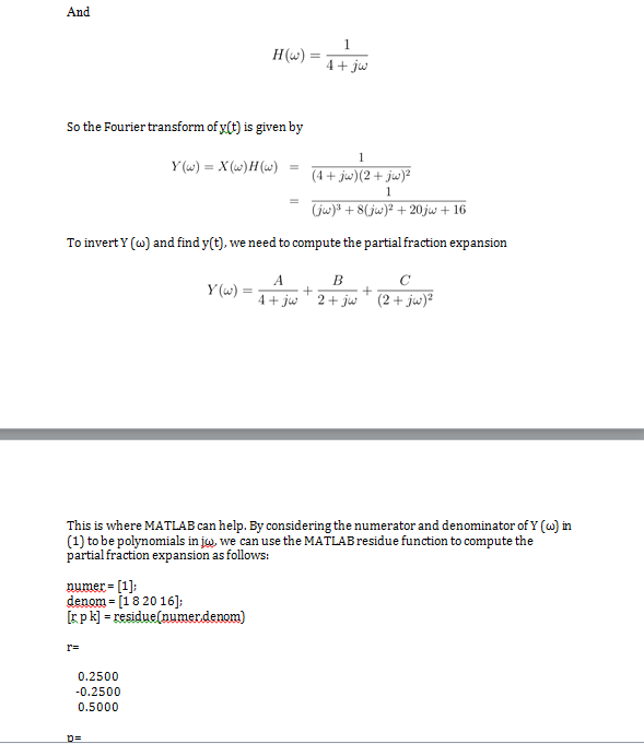 And H W 4 Tjes So The Fourier Transform Of Y T Chegg Com