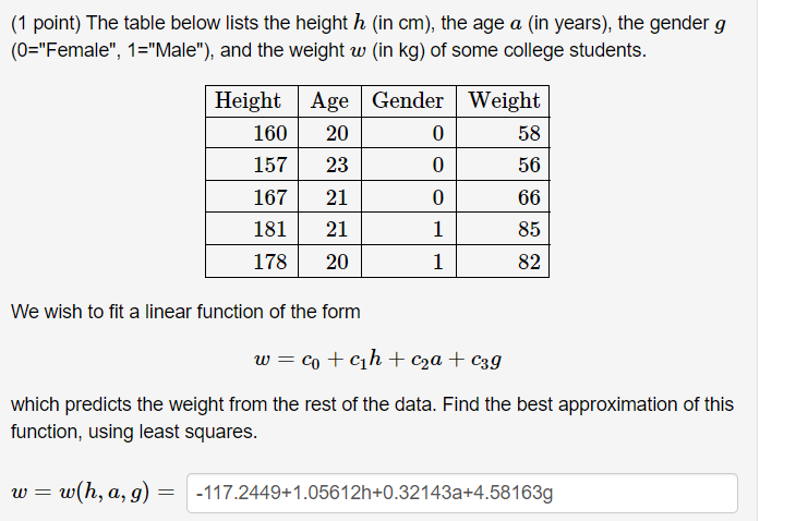 Solved 1 Point The Table Below Lists The Height H In C Chegg Com