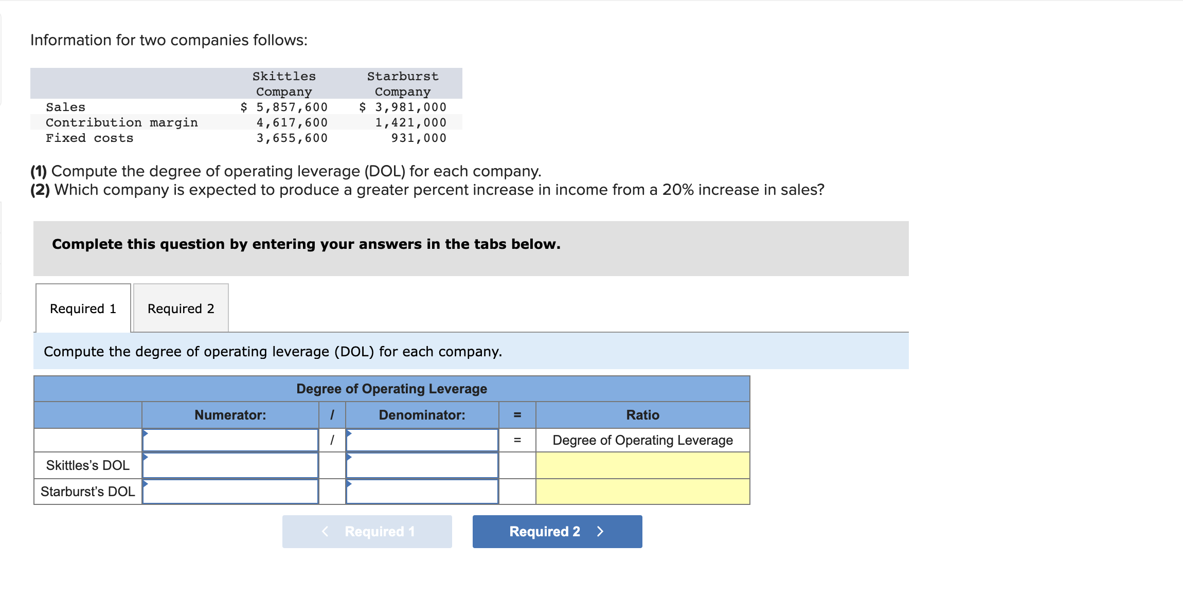 Solved Information For Two Companies Follows: (1) Compute | Chegg.com