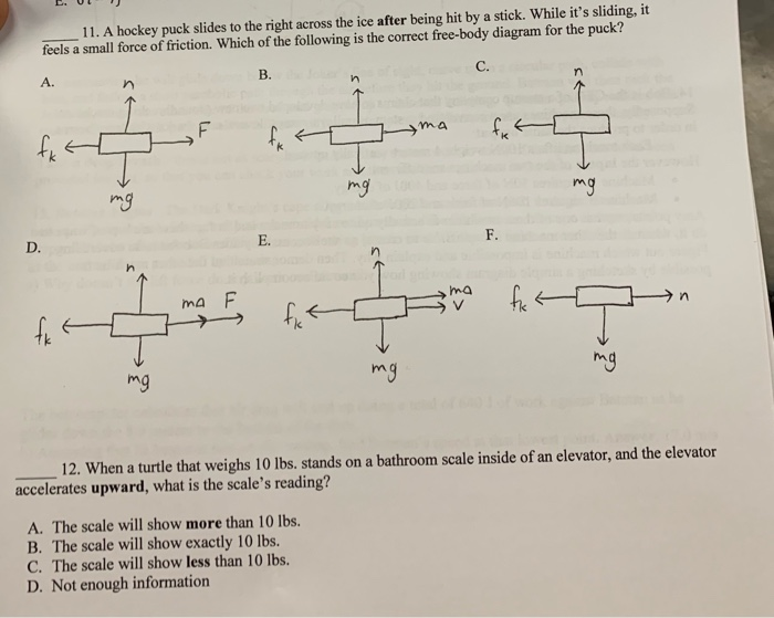 Solved 11. A hockey puck slides to the right across the ice