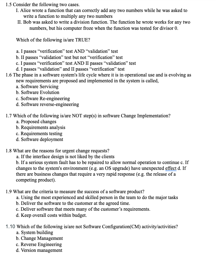 Solved 1.5 Consider the following two cases. I. Alice wrote 