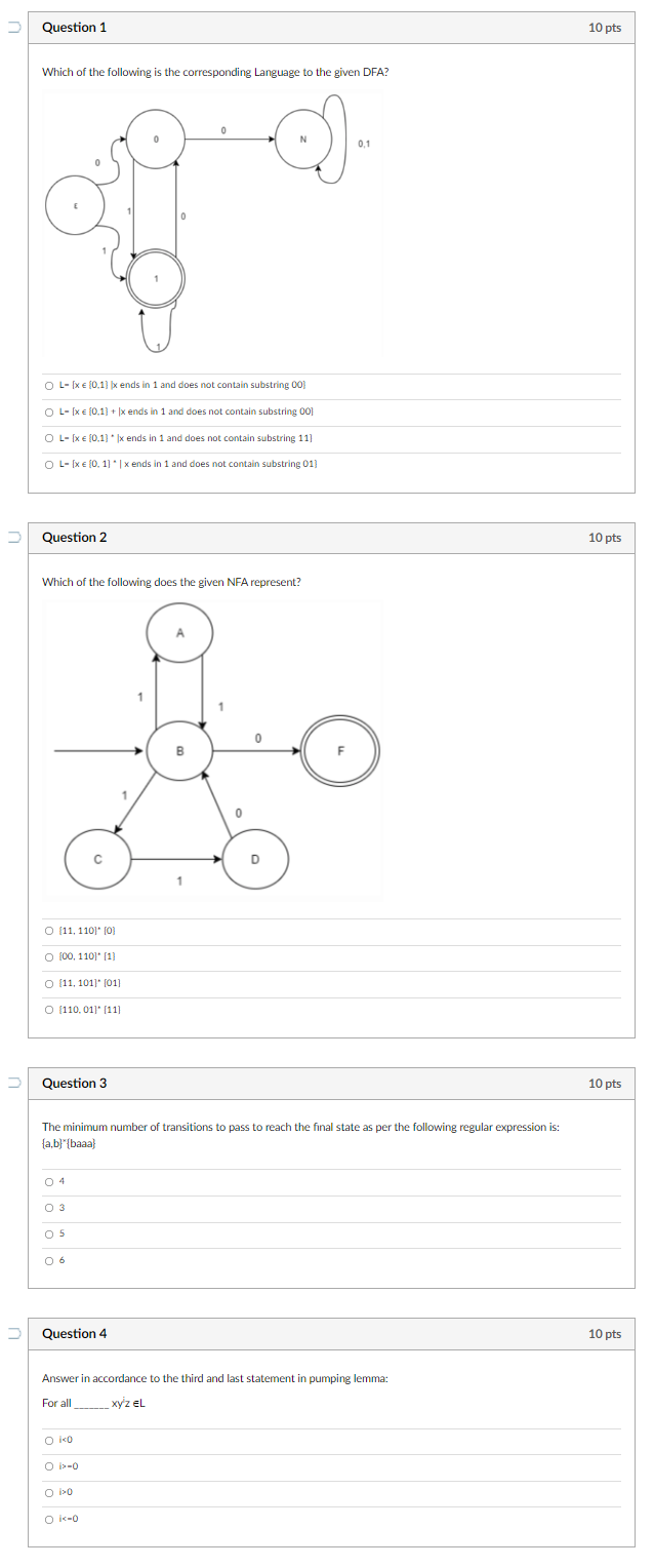 Solved Question 1 10 Pts Which Of The Following Is The