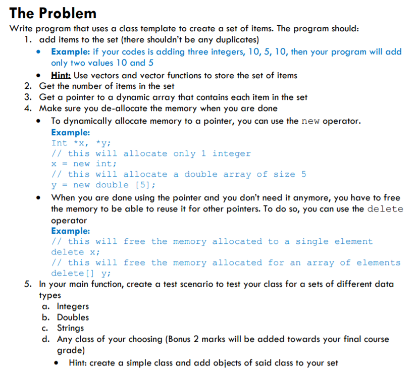 Solved The Problem Write program that uses a class template | Chegg.com