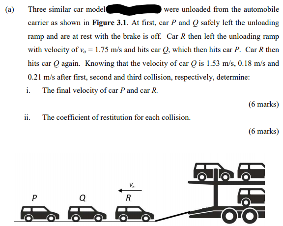 Solved (a) Three Similar Car Model Were Unloaded From The | Chegg.com