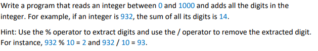 Solved Write a program that reads an integer between 0 and | Chegg.com