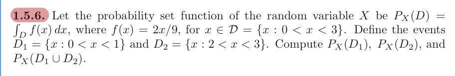 Solved 1.5.6. Let the probability set function of the random | Chegg.com