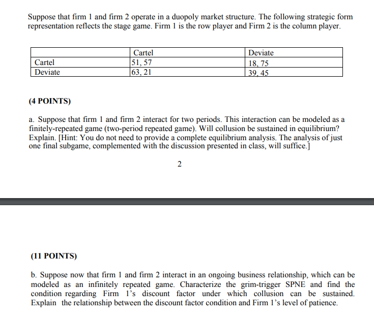 Solved Suppose That Firm 1 And Firm 2 Operate In A Duopoly | Chegg.com