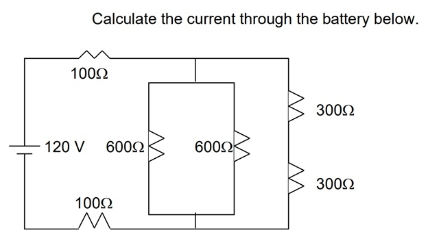 Solved Calculate the current through the battery below. 100Ω | Chegg.com