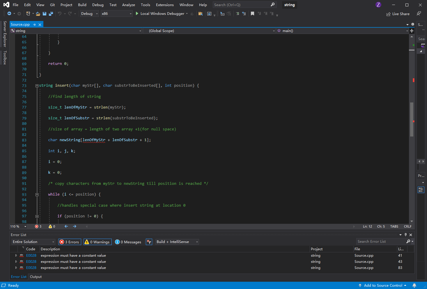 Solved I used Visual Studio to run it and got these errors. | Chegg.com