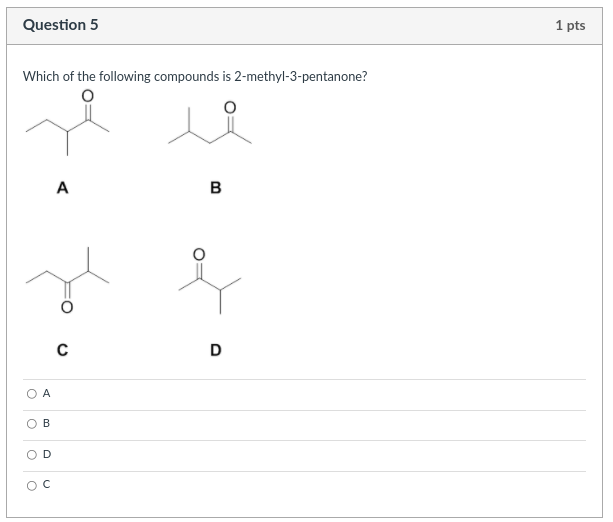 Solved Question 5 1 pts Which of the following compounds is | Chegg.com