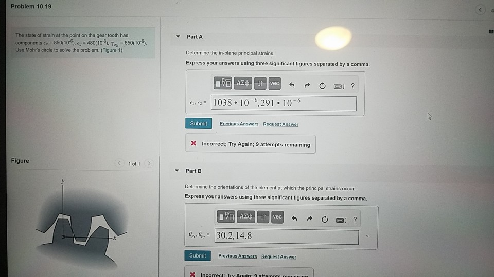 Solved Problem 10.19 The state of strain at the point on the | Chegg.com