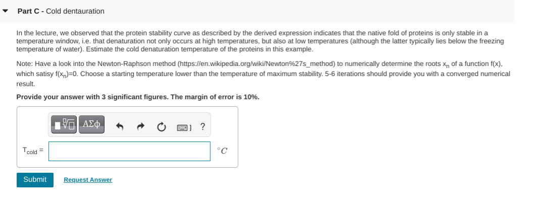 Learning Goal: Characterize protein stability curves | Chegg.com