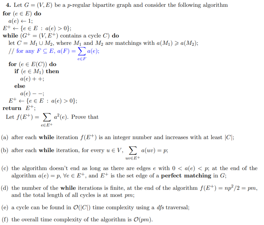 4 Let G V E Be A P Regular Bipartite Graph And Chegg Com