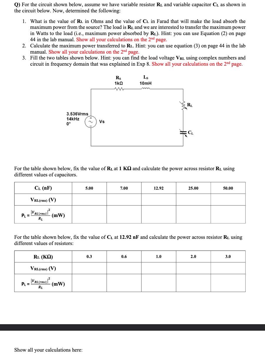 Solved Q For The Circuit Shown Below Assume We Have