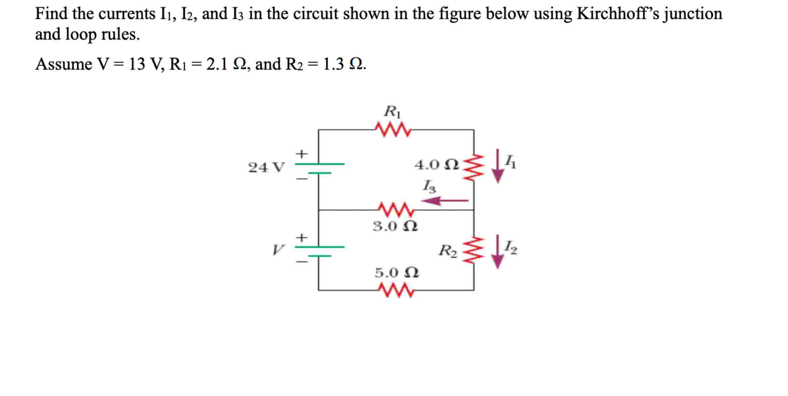 Solved Find the currents I1,I2, ﻿and I3 in ﻿the circuit | Chegg.com