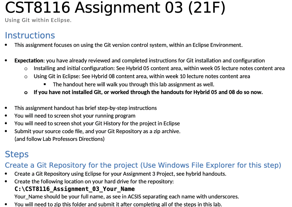 Solved CST8116 Assignment 03 (217) ( Using Git Within | Chegg.com