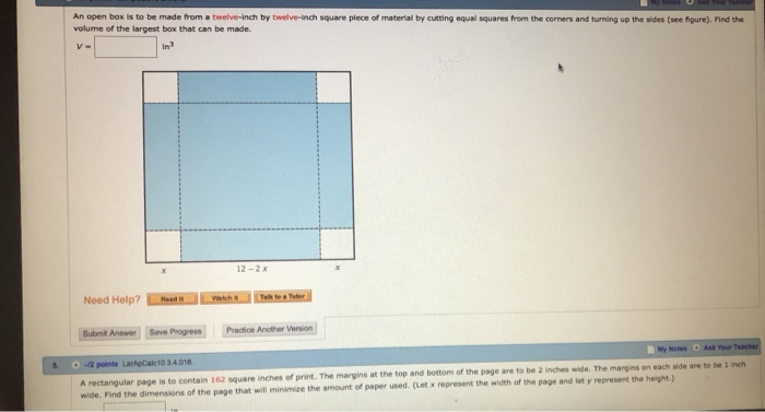 Solved A storage box with a square base must have volume of | Chegg.com