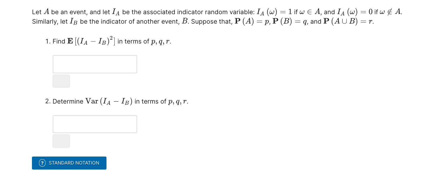 Solved Let A be an event, and let I A be the associated | Chegg.com