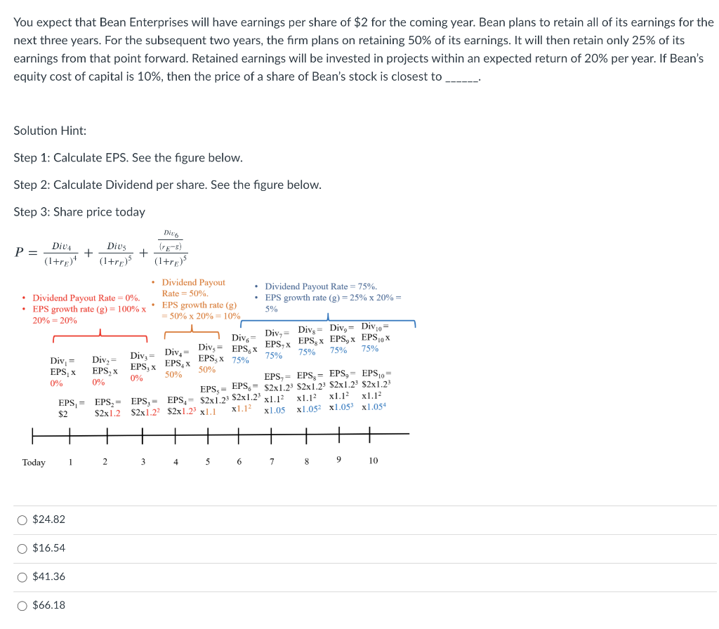 Solved You expect that Bean Enterprises will have earnings
