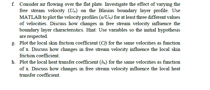 Solved f. Consider air flowing over the flat plate. | Chegg.com