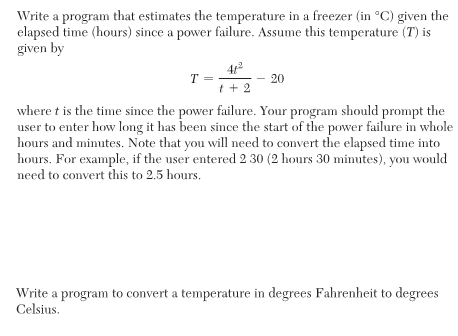 Solved Write a program that estimates the temperature in a | Chegg.com