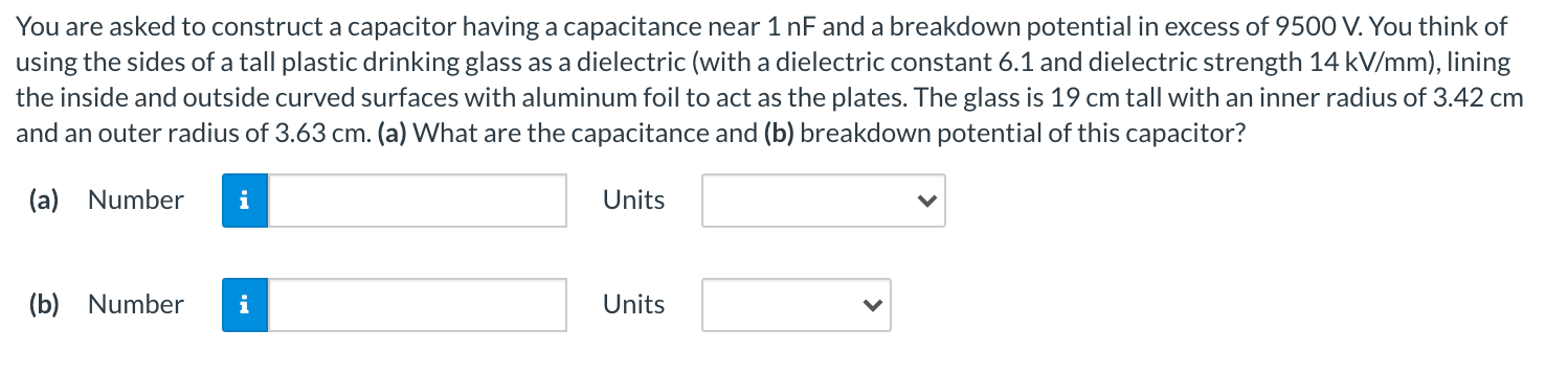 Solved You are asked to construct a capacitor having a | Chegg.com