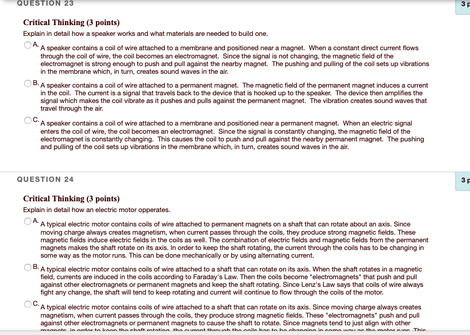 Solved QUESTION 23 3F Critical Thinking (3 points) Explain | Chegg.com