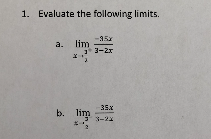 Solved Evaluate The Following Limits A Limx→23 3−2x−35x B