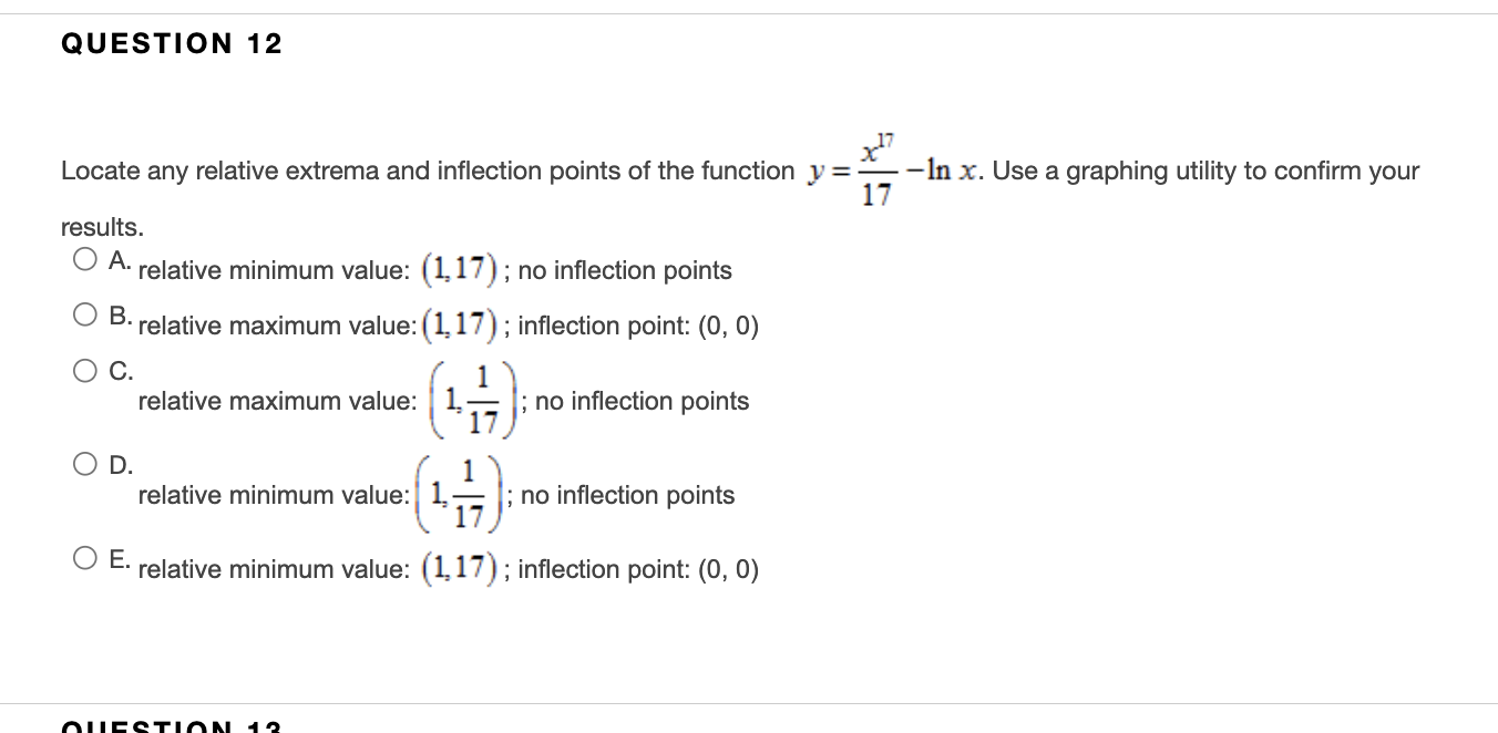 Solved Locate any relative extrema and inflection points of