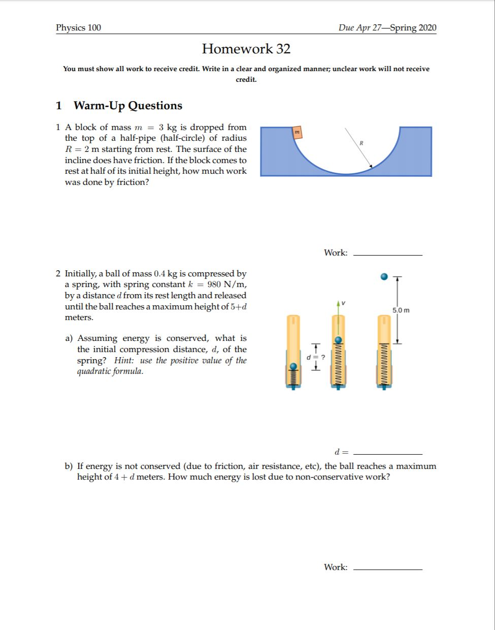Solved Physics 100 Due Apr 27—Spring 2020 Homework 32 You | Chegg.com