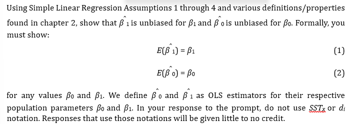 Solved Using Simple Linear Regression Assumptions 1 through | Chegg.com