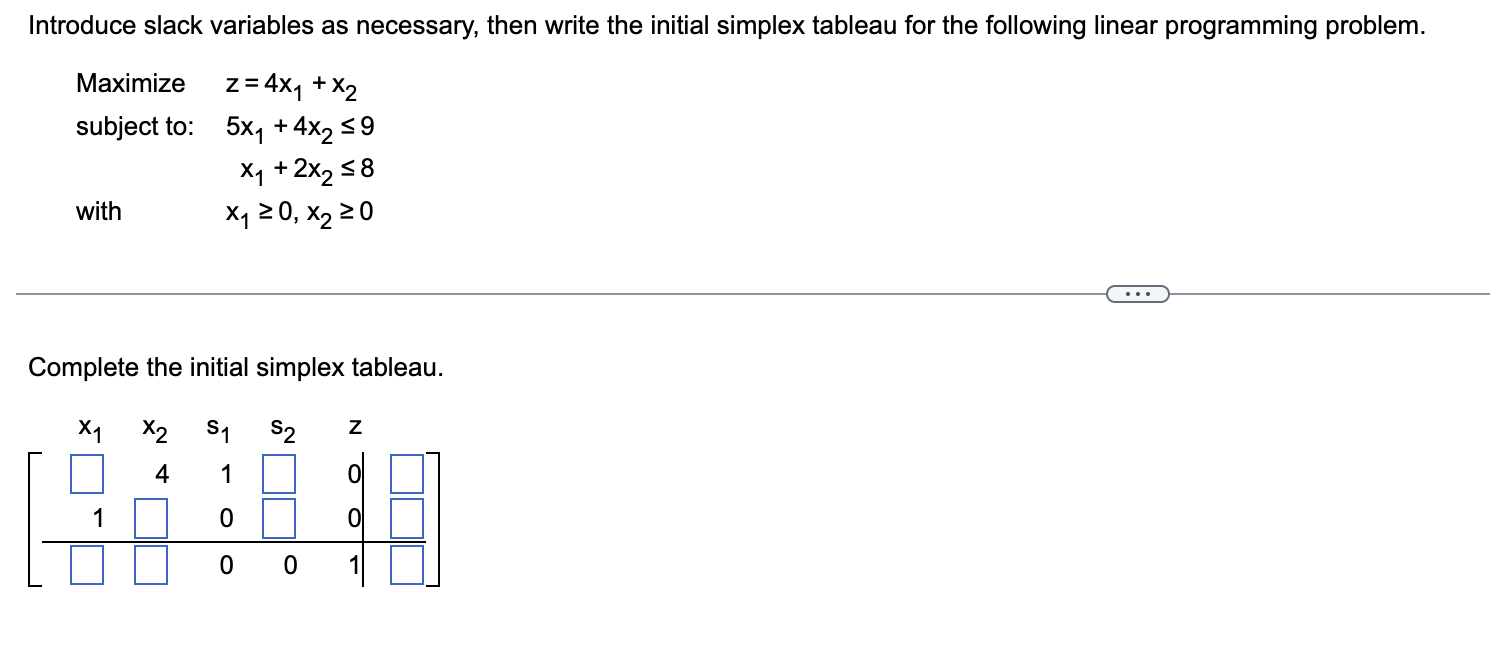 Solved Introduce slack variables as necessary, then write | Chegg.com