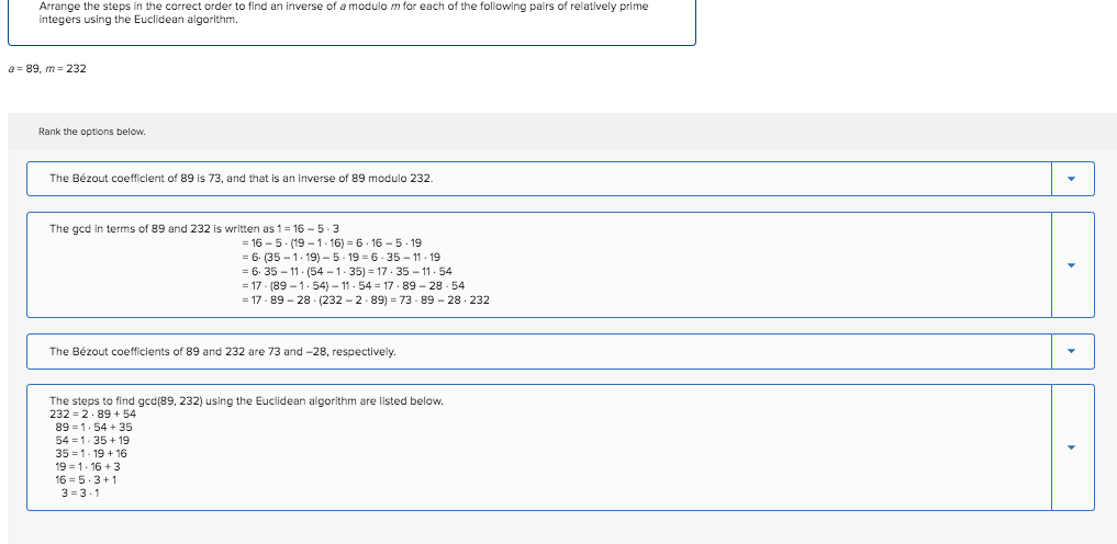 Solved Arrange the steps in the correct order to find an | Chegg.com