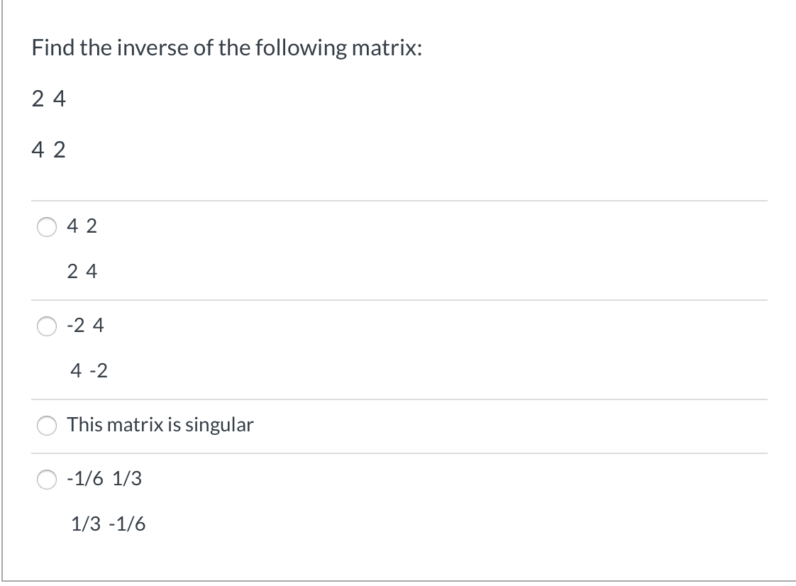 find the inverse of a matrix 1 2 3 4