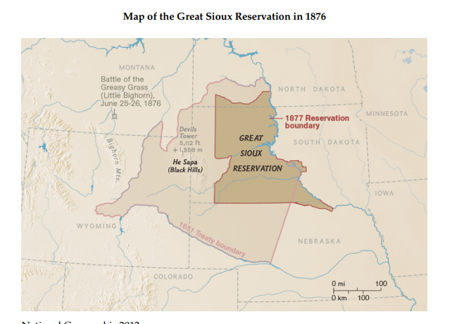 Sioux Indian Territory Map The Shrinking Area Of The Sioux Indian Reservation | Chegg.com