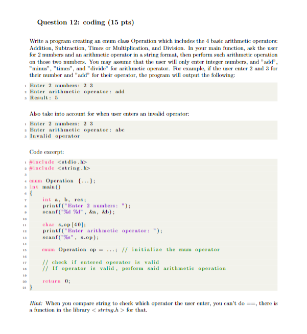 Solved Question 10: short answer(10 pts) The following code | Chegg.com