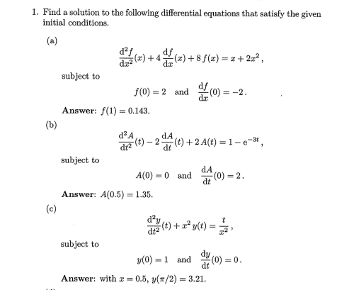 Solved Find A Solution To The Following Differential | Chegg.com