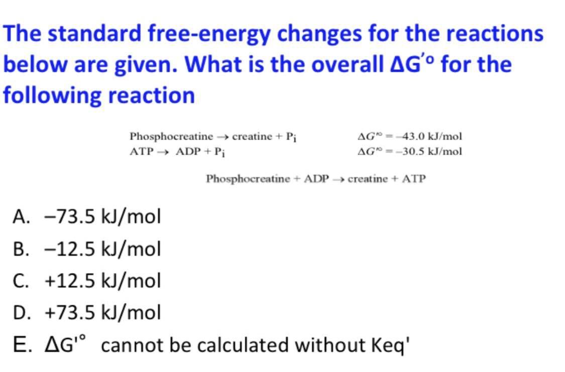 Solved The standard free-energy changes for the reactions | Chegg.com