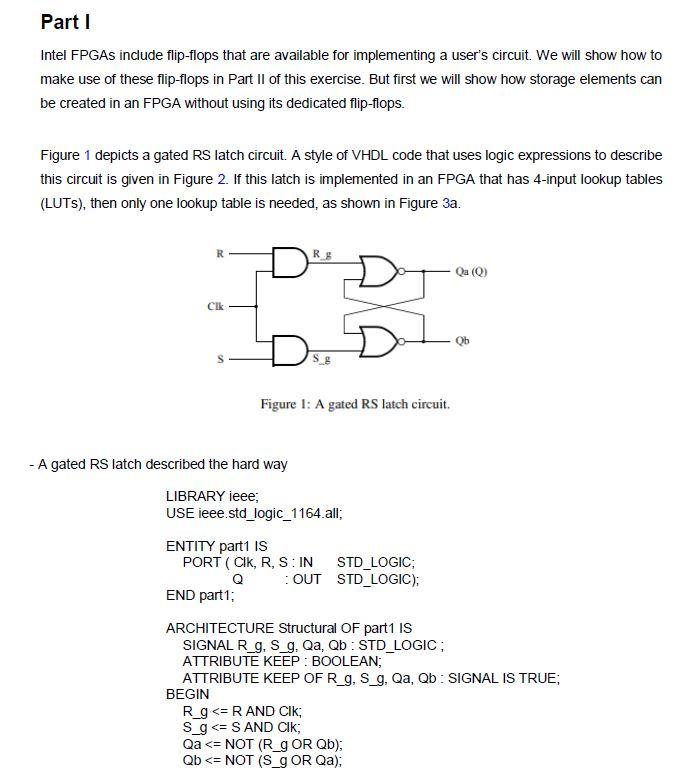 Part 1 Intel FPGAs Include Flip-flops That Are | Chegg.com