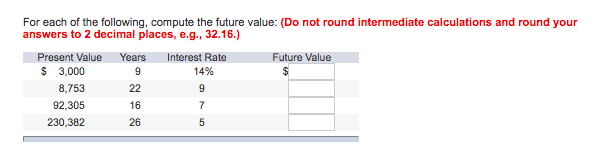 Solved For each of the following, compute the future value: | Chegg.com