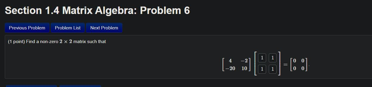 Solved Section 1.4 Matrix Algebra: Problem 6 Previous | Chegg.com