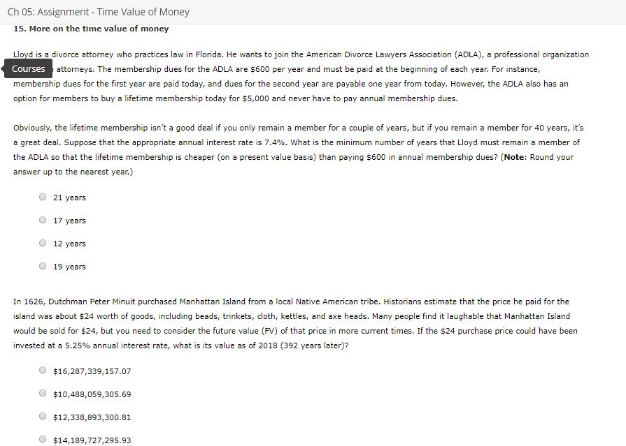 Solved Ch 05: Assignment - Time Value of Money 15. More on | Chegg.com