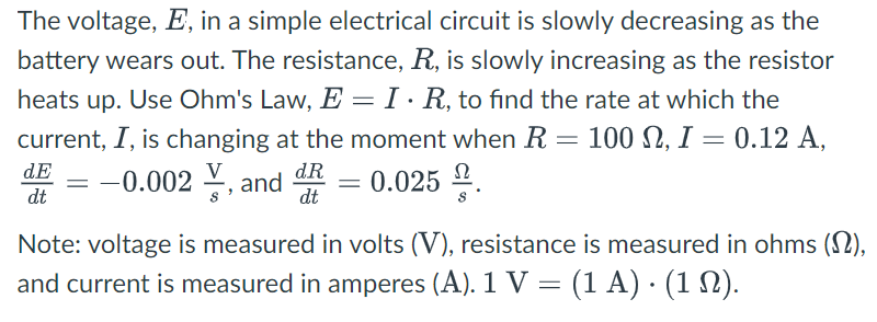 Solved The voltage, E, in a simple electrical circuit is | Chegg.com