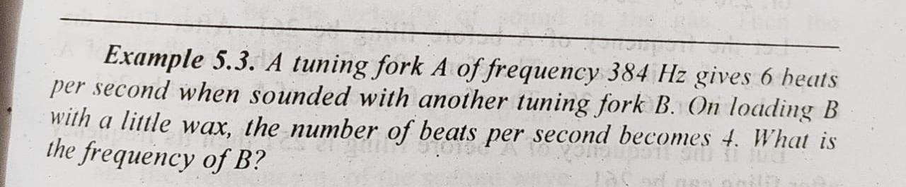 Solved Example 5.3. A tuning fork A of frequency 384 Hz | Chegg.com