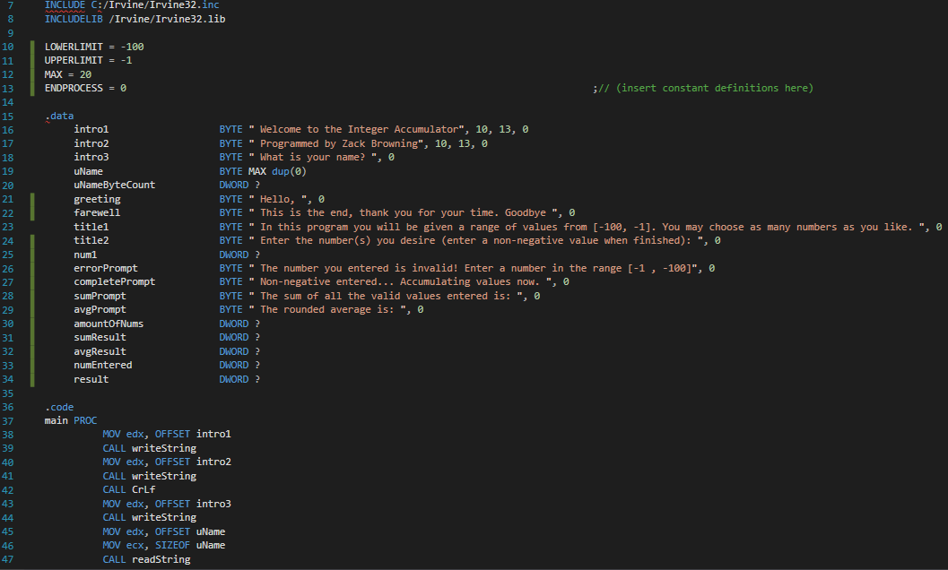 Solved Description: Write and test a MASM program to perform | Chegg.com