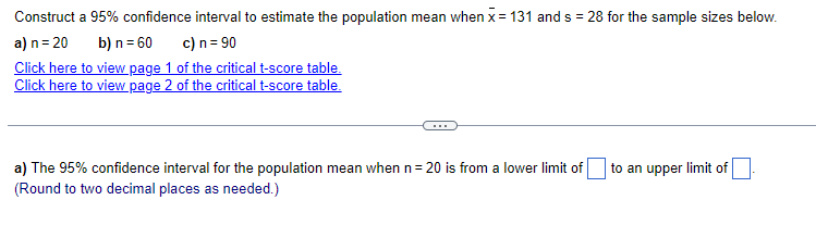 Solved Construct a 95% confidence interval to estimate the | Chegg.com