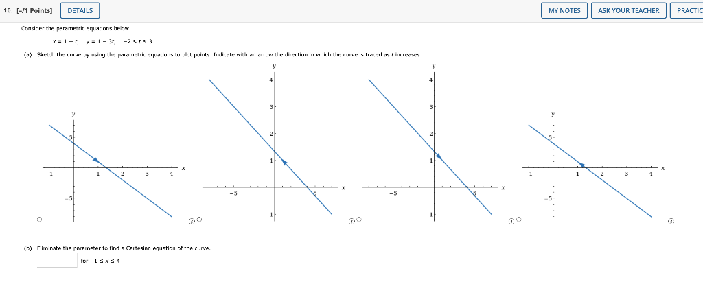 The Parametric Equations X X1 X2−x1 T Y Y1 Y2−y1 T